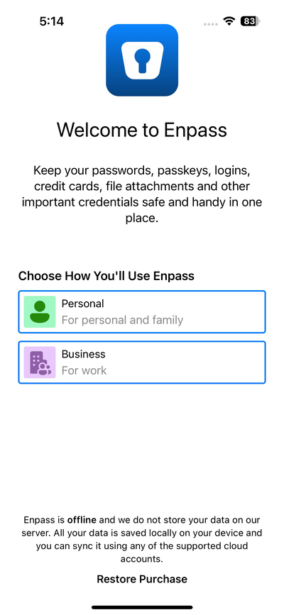 Activate Enpass on iOS device