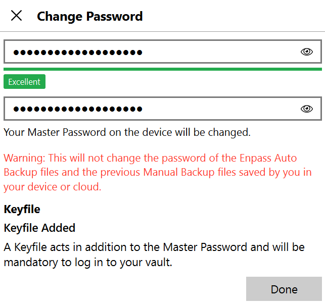 Creating and adding a keyfile in Enpass