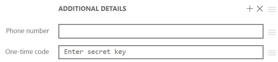 Enter secret code provided by the site to generate one-time code for an Item