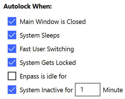 Set autolock behavior for Enpass