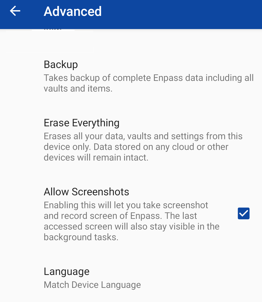 Change Enpass language in Android device