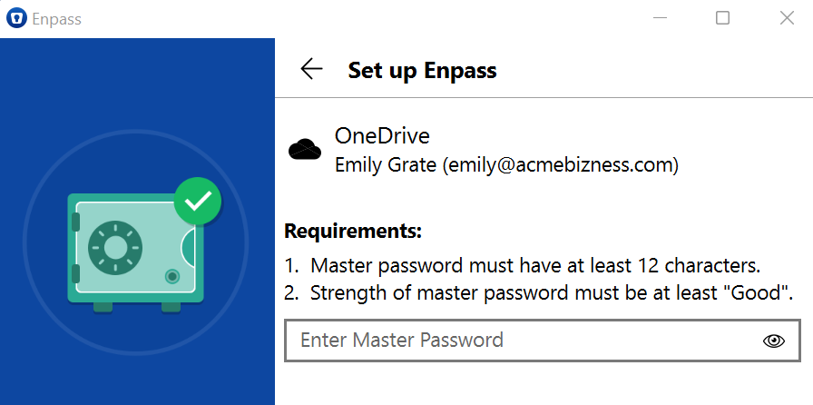 Enter Master Password while setting up Enpass for Business