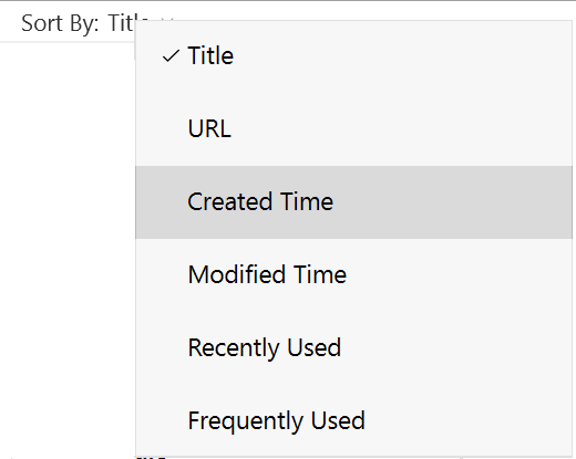 Select sorting criteria in Enpass to sort the Item list