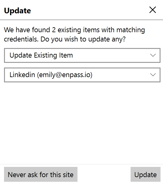 Update existing Item in Enpass from browser extension