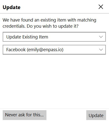 Change password using Enpass extension